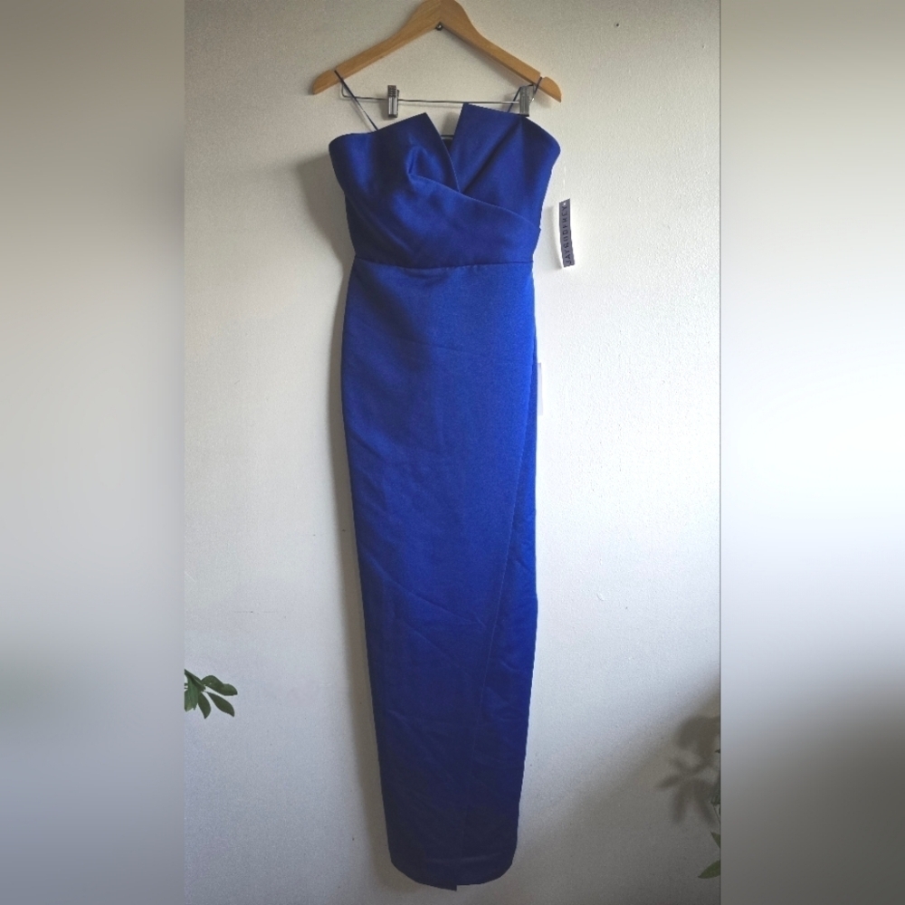 NWT, Jay Godfrey, Strapless V-Neck Darcy Column Gown,Royal Blue Size 10,$354